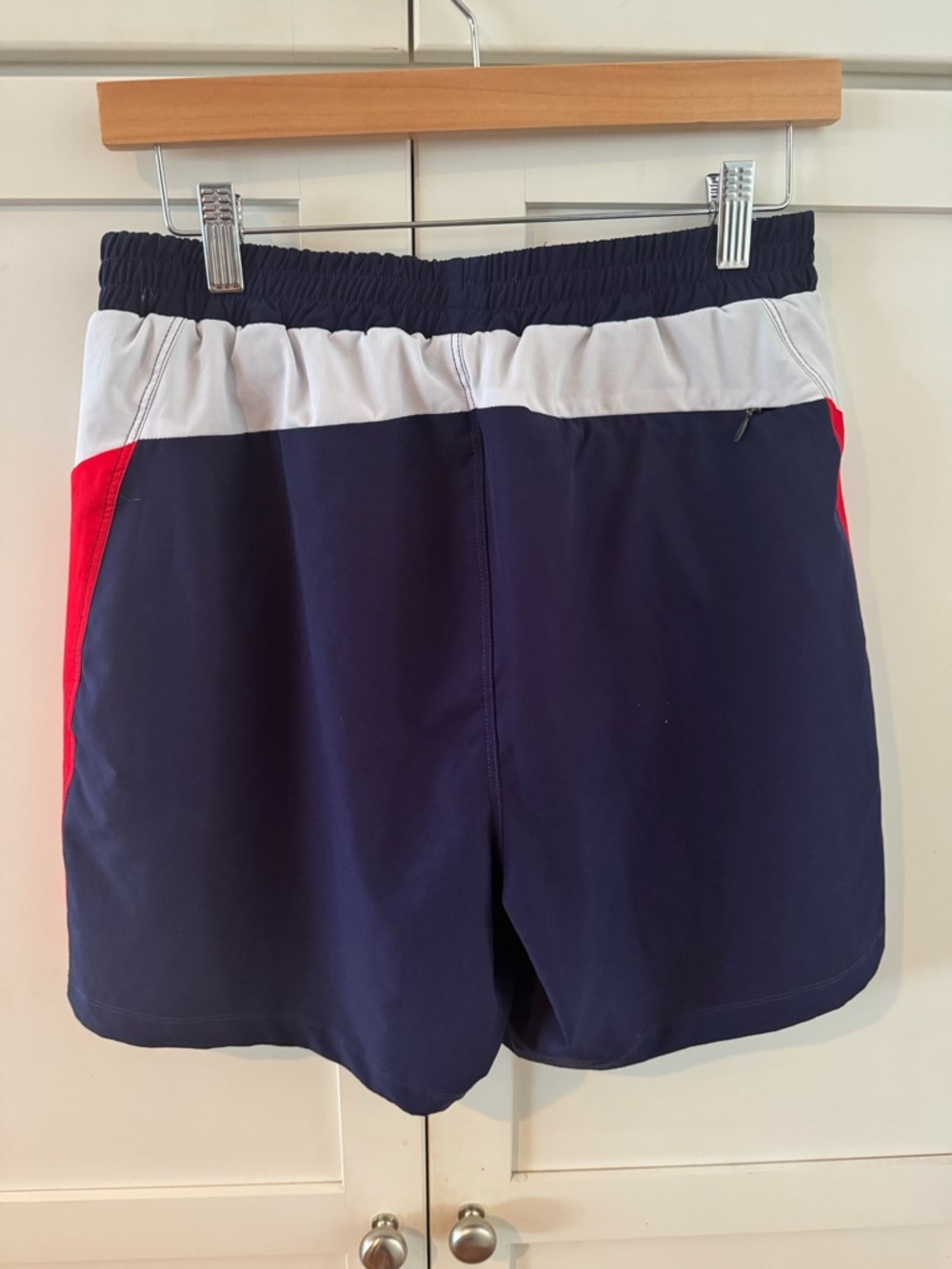 American Flag Athletic Shorts - Blue with Red & White Stripes - Picture 3 of 4